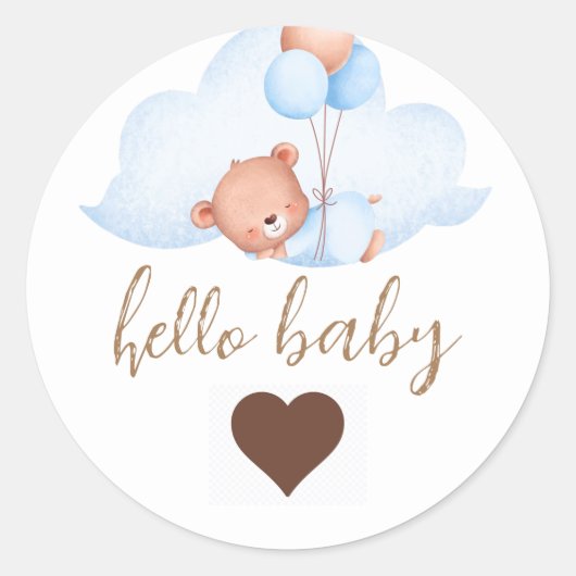 Slaapbruin Beer en Baby shower van de cloud Ronde Sticker (Voorkant)