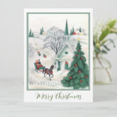 Slaapbuikhoornschoen in de kerk feestdagenkaart (Staand voorkant)