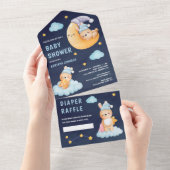 Slaapbundel op het Baby shower van de motormarine All In One Uitnodiging (Afscheurbaar)