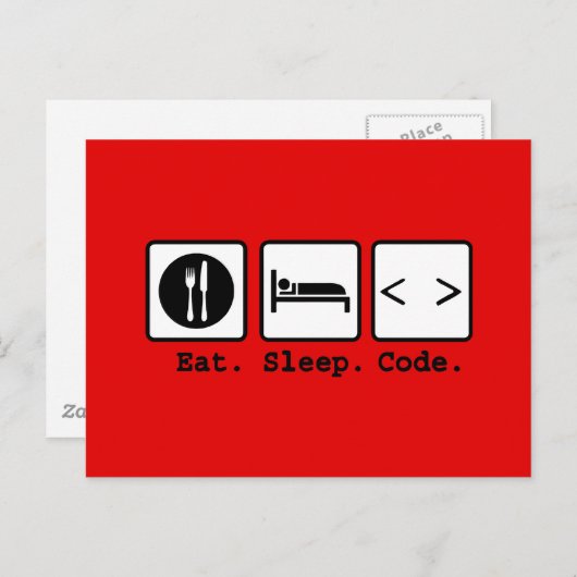 Slaapcode Nerd Draag Briefkaart (Voorkant / Achterkant)