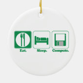 slaapcomputer eten (groen) keramisch ornament (Achterkant)