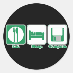 slaapcomputer eten (groen) ronde sticker
