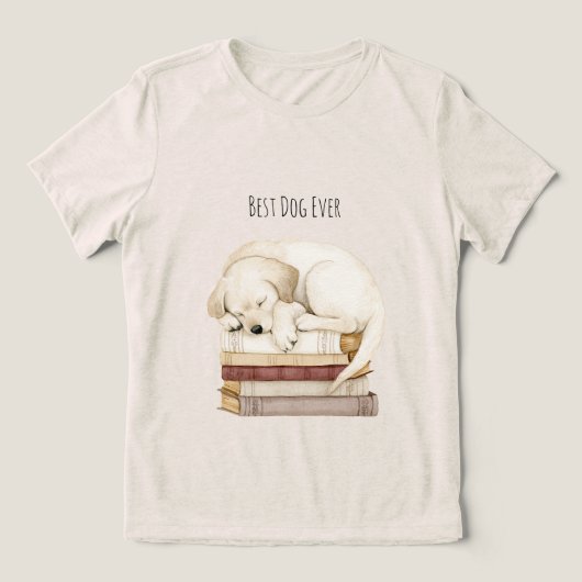 Slaapcrèmehond op boeken Tri-Blend shirt (Design voorkant)