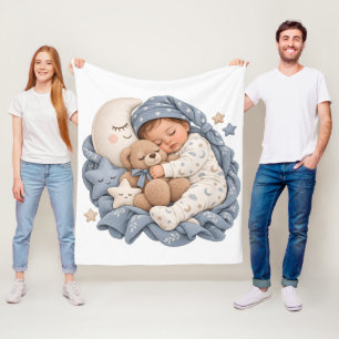 Slaapdeken voor baby's met teddybeer en halvemaan fleece deken