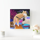 Slaapdeksels in een schone wand vierkante klok (Huis)