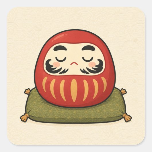 Slaapdende Daruma-vierkante sticker (Voorkant)