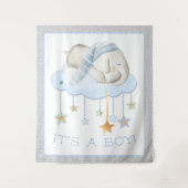 Slaapdier Olifant Baby Shower Achtergrond Banner Wandkleed (Voorkant)