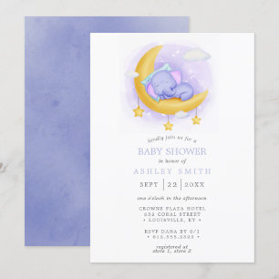 Slaapdier Olifant Maan Aquarel Baby Shower Kaart