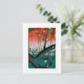 Slaapdragon Plum, Kameido Hiroshige Fine Art Briefkaart (Staand voorkant)