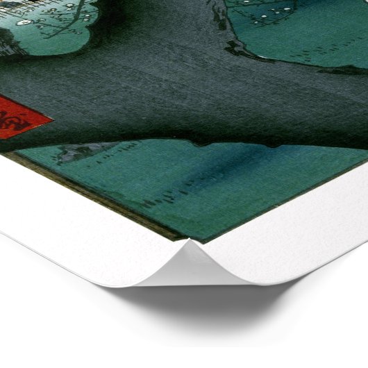 Slaapdragon Plum, Kameido Hiroshige Fine Art Poster (Hoek)