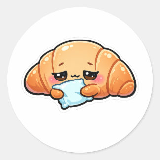 Slaapdronken Kawaii Croissant Knuffel Kussen Ronde Sticker