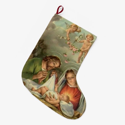 Slaapelijke kerstfamilierelatie Jezus Joseph Grote Kerstsok (Voorkant (Hangend))