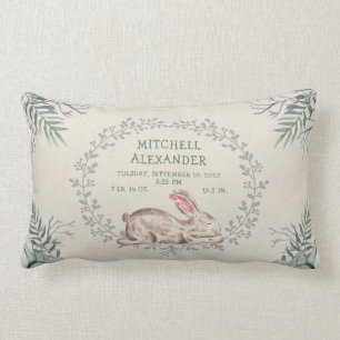 Slaapend Baby Bunny Rabbit Birth Stats kussen