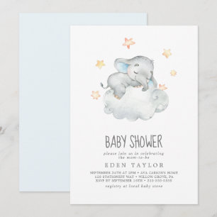 Slaapend Baby shower van kleine olifanten Kaart