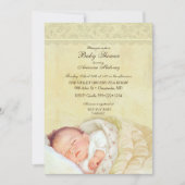  Slaapend Baby Zachte Pastel Gele kant Kaart (Voorkant)