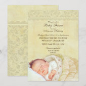  Slaapend Baby Zachte Pastel Gele kant Kaart (Voorkant / Achterkant)