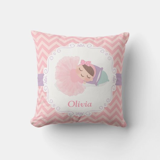 Slaapend Ballerina Baby Girl Room Decline Pillow Kussen (Voorkant)