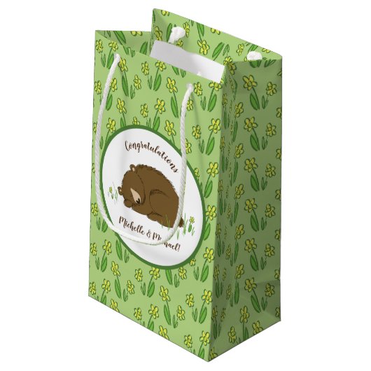Slaapend Beer Baby shower Woodland Klein Cadeauzakje (Achterkant Gekanteld)