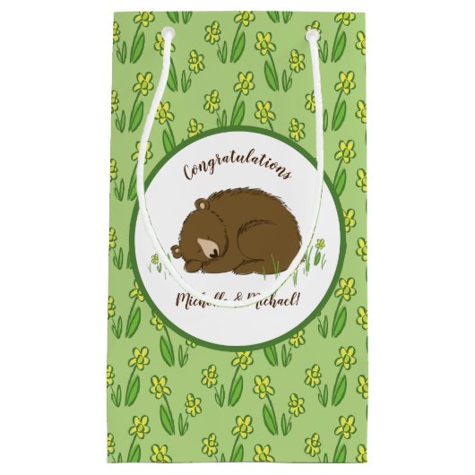 Slaapend Beer Baby shower Woodland Klein Cadeauzakje (Voorkant)