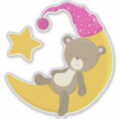 Slaapend Beer, Beer op de maan, stut Beer Sticker (Voorkant)