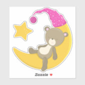 Slaapend Beer, Beer op de maan, stut Beer Sticker (Vel)