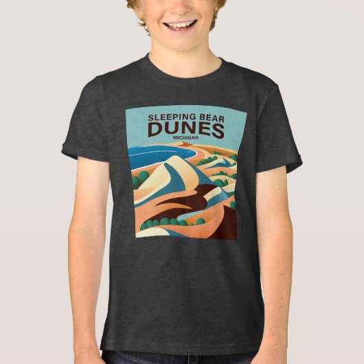 Slaapend Beer Dunes Michigan Tri-Blend Shirt (Voorkant)