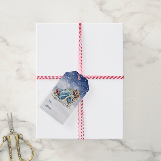 Slaapend Beer Gift Labels Cadeaulabel (Met Touw)