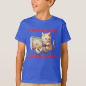"Slaapend-by-Day Gaming by Night" Cat Video Game T-shirt (Voorkant)