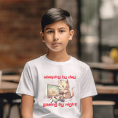 "Slaapend-by-Day Gaming by Night" Cat Video Game T-shirt