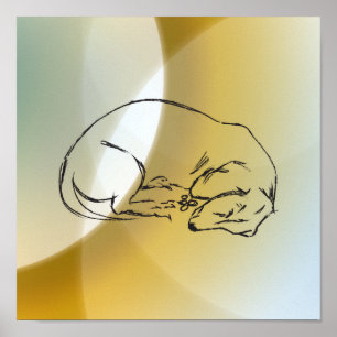 Slaapend Dachshund Dog Poster