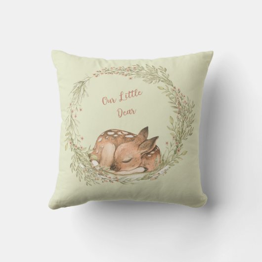 Slaapend deer Fawn Spring Leaf Wreater Kussen (Achterkant)