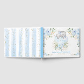 Slaapend Elephant Blue Floral Boy Baby shower Gastenboek (Volledig)