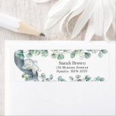 Slaapend ellephant Greenery Return Address Label (Insitu)