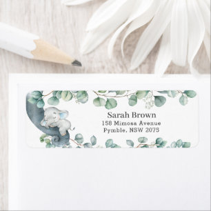 Slaapend ellephant Greenery Return Address Label