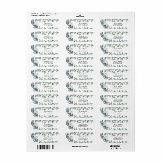 Slaapend ellephant Greenery Return Address Label (Full Sheet)