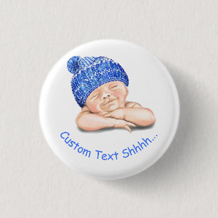 Slaapend fijn glimlachend, fijn Baby - pas aan Ronde Button 3,2 Cm