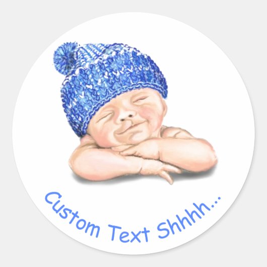 Slaapend fijn glimlachend, fijn Baby - pas aan Ronde Sticker (Voorkant)