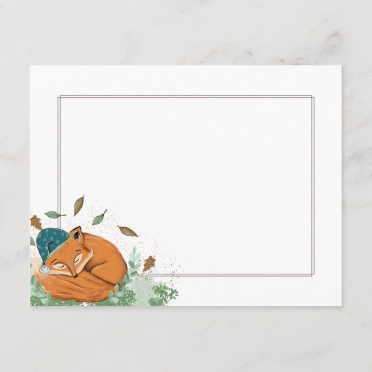 Slaapend Fox Baby shower Dank u Informatiekaartje (Achterkant)