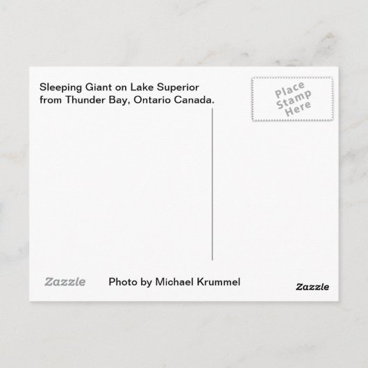 Slaapend Giant Thunder Bay Canada Briefkaart (Achterkant)