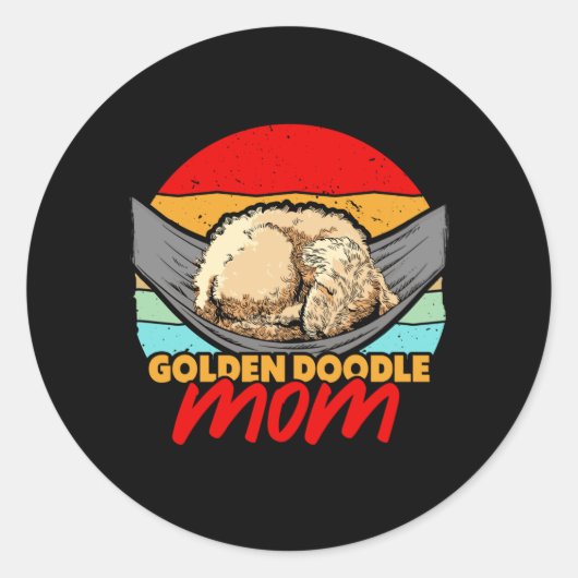 Slaapend Golden Doodle Hondenliefhebber Ronde Sticker (Voorkant)