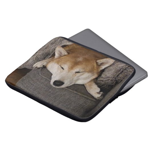 Slaapend Hoesje met Shiba Inu-laptop Laptop Sleeve (Voorkant top)