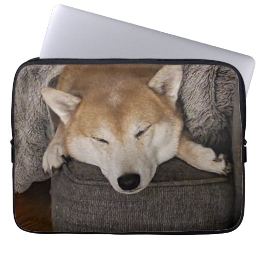 Slaapend Hoesje met Shiba Inu-laptop Laptop Sleeve (Voorkant)