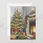 Slaapend Kat bij de kerstboom Feestdagenkaart (Voorkant / Achterkant)