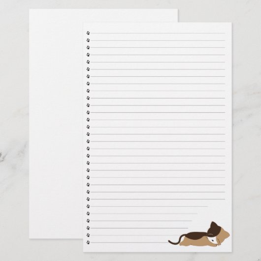 Slaapend Kat Briefpapier (Voorkant / Achterkant)