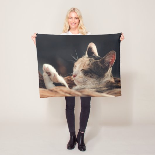 Slaapend Kat Kinderen Fleece Deken (In situ)