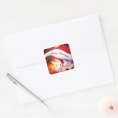 Slaapend kat met vrolijk kerstfeest vierkante sticker (Envelop)