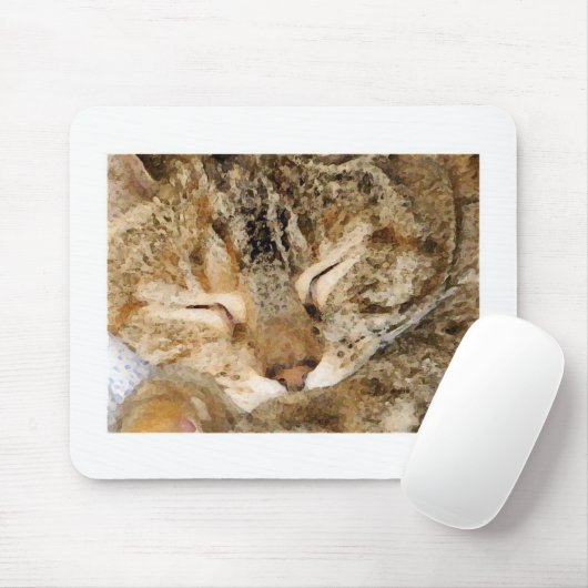 Slaapend Kat Mousepad Muismat (Met muis)