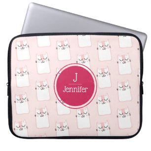 Slaapend Kat Patroon Monogram Laptop Sleeve