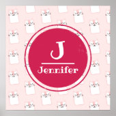 Slaapend Kat Patroon Monogram Poster (Voorkant)