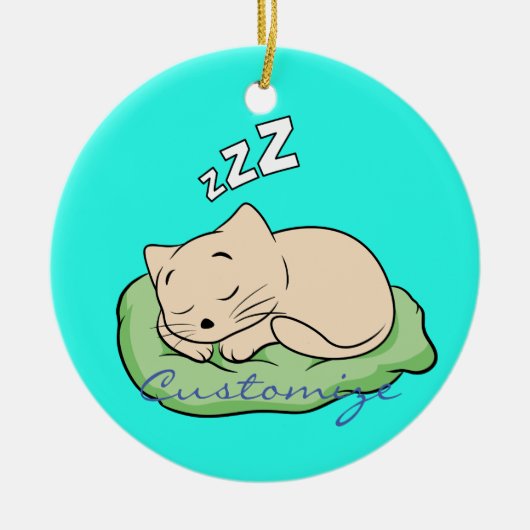 Slaapend Kat Thunder_Cove Keramisch Ornament (Voorkant)